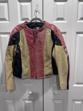 Harley-Davidson Oceanside Leather Jacket Womens 2XL Black Red Vintage 2003 Rare